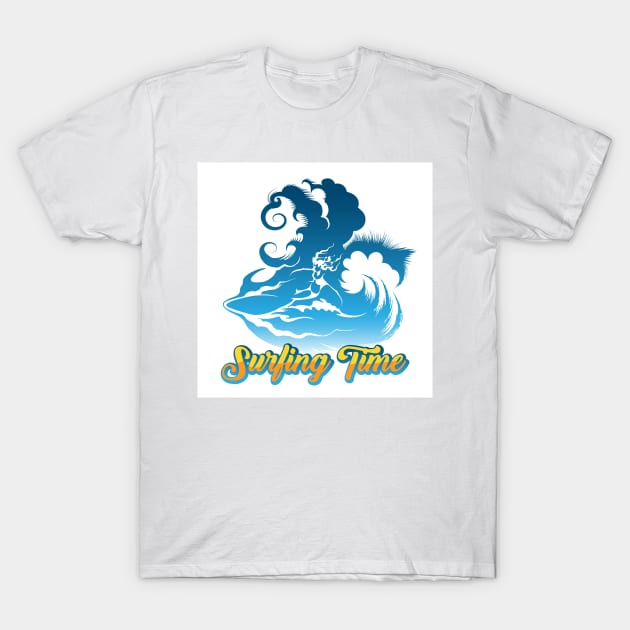 Surfing Time Illustration T-Shirt by devaleta